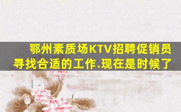 鄂州素质场KTV招聘促销员寻找合适的工作.现在是时候了
